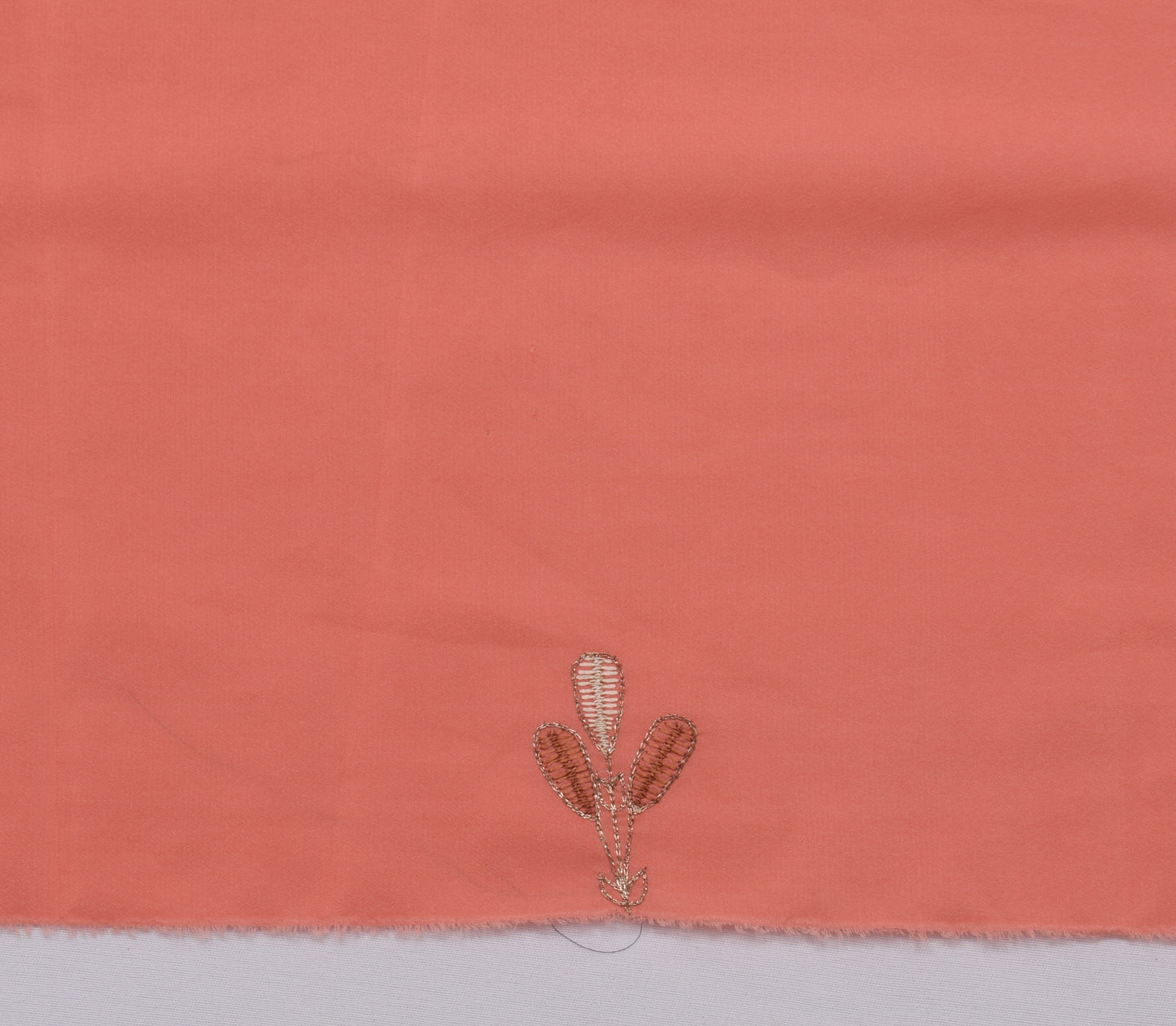 Sushila Vintage Peach Sari Remnant Scrap Blend Silk Embroidered Craft Fabric