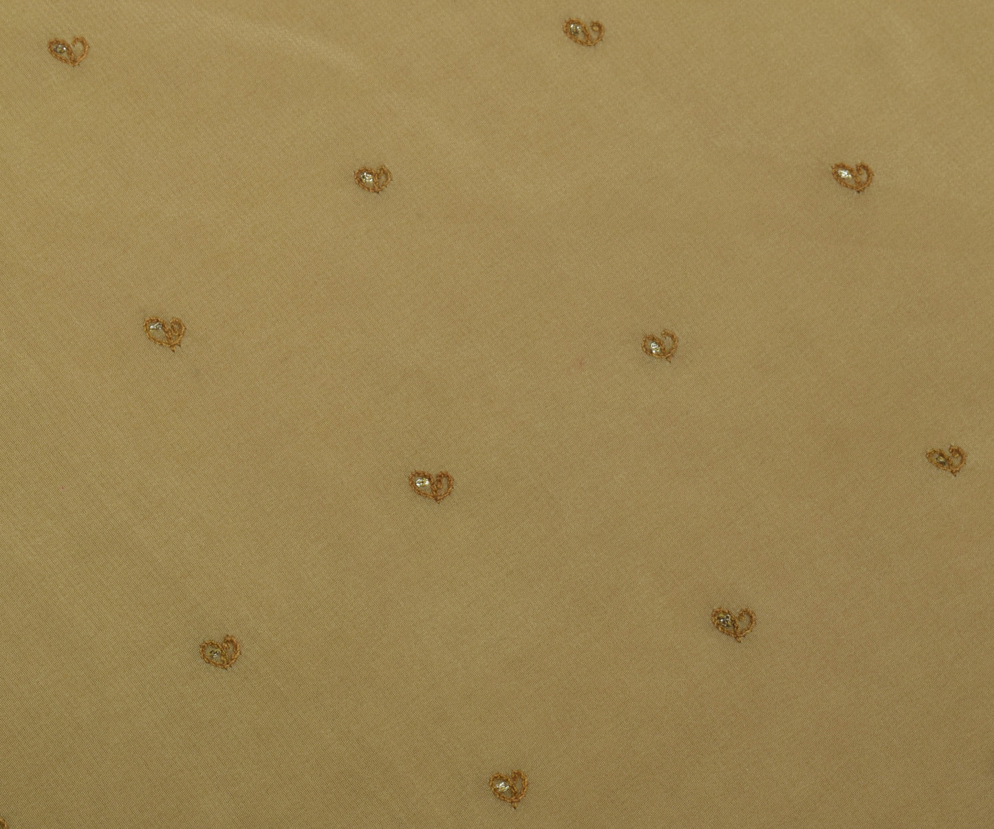 Sushila Vintage Cream Sari Remnant Scrap Pure Crepe Hand Embroidery Craft Fabric