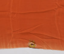 Sushila Vintage Rust Sari Remnant Scrap Pure Crepe Hand Embroidered Craft Fabric