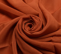 Sushila Vintage Rust Sari Remnant Scrap Pure Crepe Hand Embroidered Craft Fabric