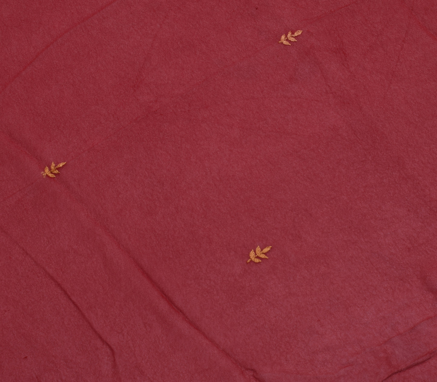 Sushila Vintage Maroon Sari Remnant Scrap Pure Georgette Embroidered Fabric