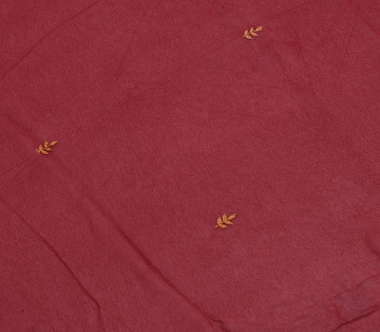 Sushila Vintage Maroon Sari Remnant Scrap Pure Georgette Embroidered Fabric
