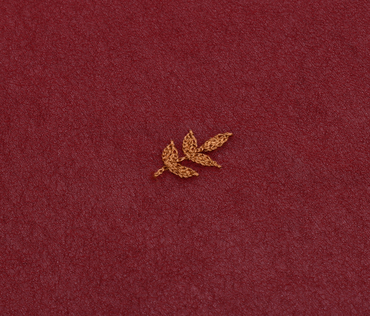 Sushila Vintage Maroon Sari Remnant Scrap Pure Georgette Embroidered Fabric