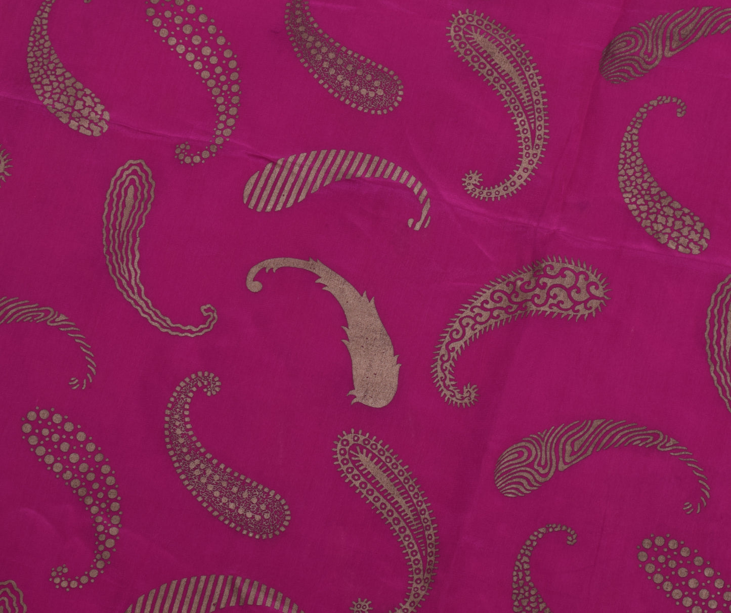 Sushila Vintage Indian Pink Sari Remnant Scrap Pure Silk Printed Craft Fabric