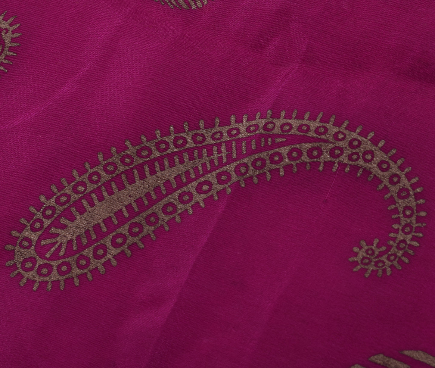 Sushila Vintage Indian Pink Sari Remnant Scrap Pure Silk Printed Craft Fabric