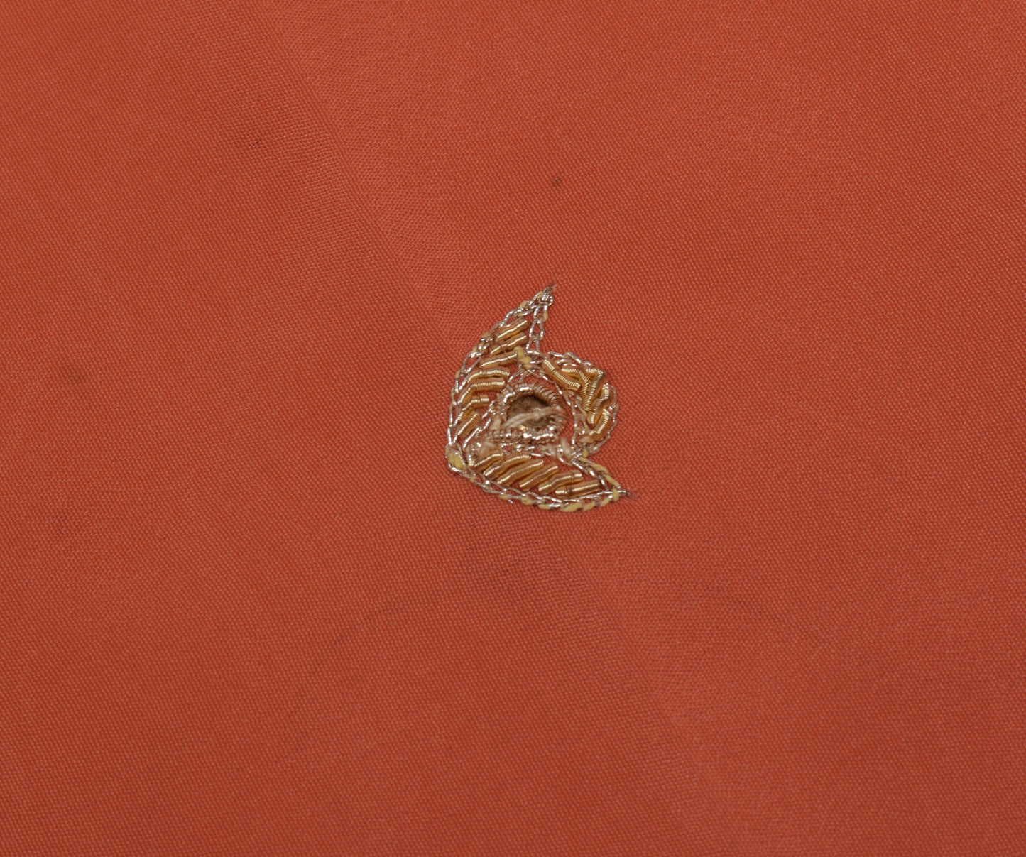 Sushila Vintage Peach Sari Remnant Scrap Blend Silk Hand Beaded Craft Fabric