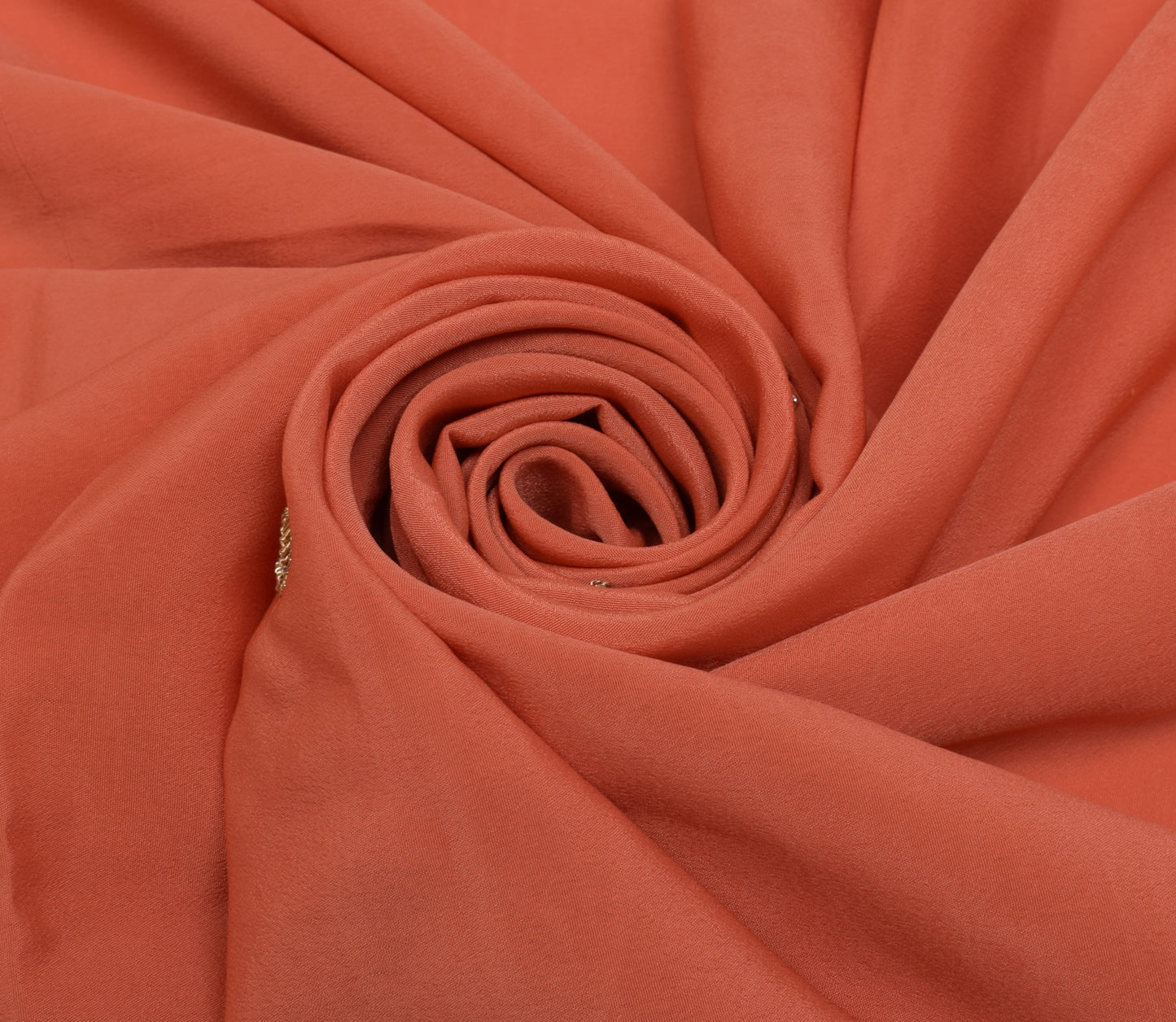 Sushila Vintage Peach Sari Remnant Scrap Blend Silk Hand Beaded Craft Fabric
