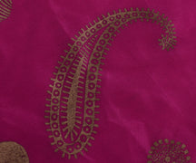 Sushila Vintage Pink Indian Sari Remnant Scrap Pure Silk Printed Craft Fabric
