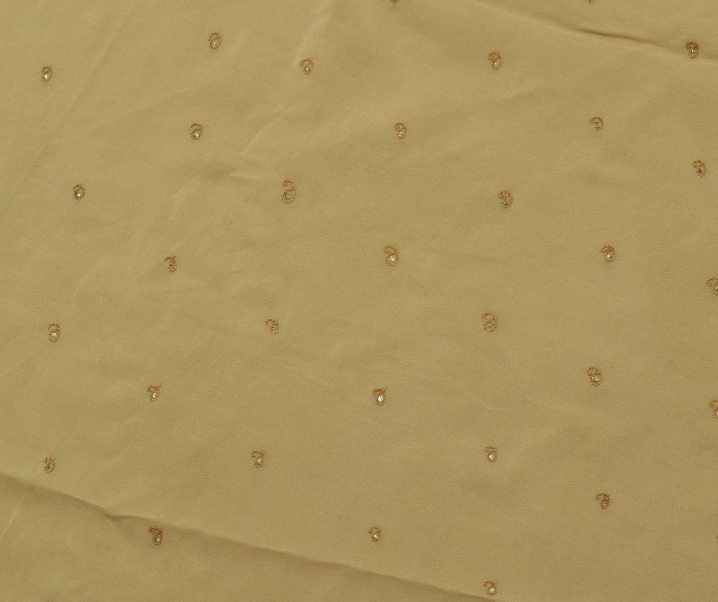 Sushila Vintage Sari Remnant Scrap Pure Crepe Hand Embroidered Craft Fabric