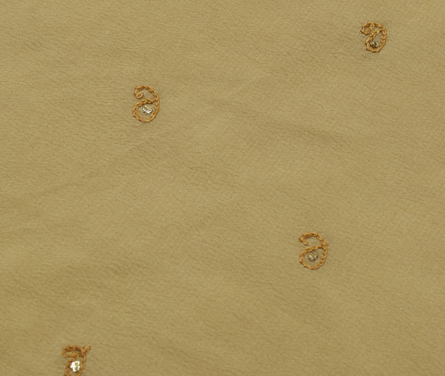 Sushila Vintage Sari Remnant Scrap Pure Crepe Hand Embroidered Craft Fabric