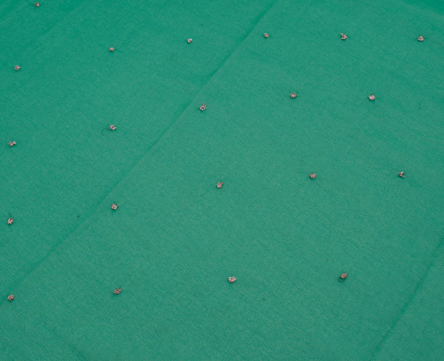 Sushila Vintage Green Sari Remnant Scrap Multi Purpose Embroidered Craft Fabric