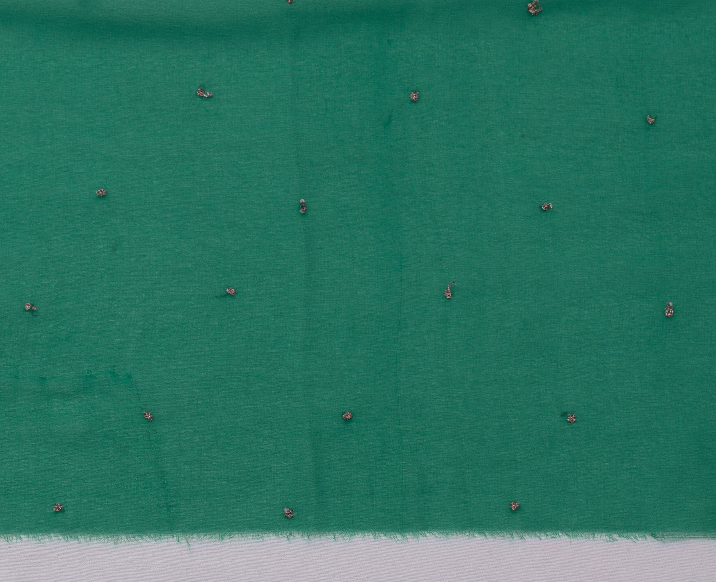 Sushila Vintage Green Sari Remnant Scrap Multi Purpose Embroidered Craft Fabric