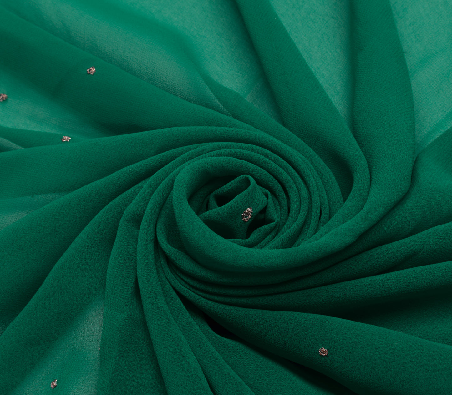 Sushila Vintage Green Sari Remnant Scrap Multi Purpose Embroidered Craft Fabric