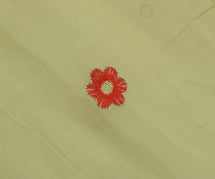 Sushila Vintage Green Sari Remnant Scrap Pure Cotton Embroidered Craft Fabric