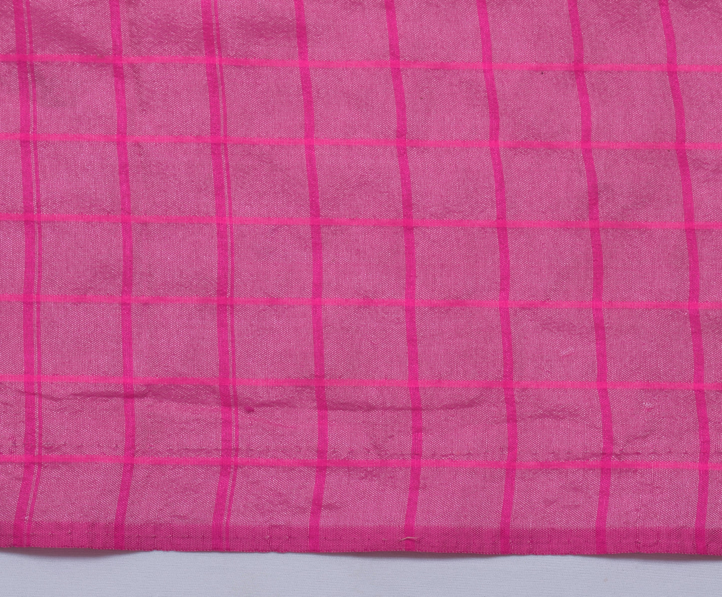 Sushila Vintage Indian Pink Sari Remnant Scrap Blend Silk Woven Sari Fabric