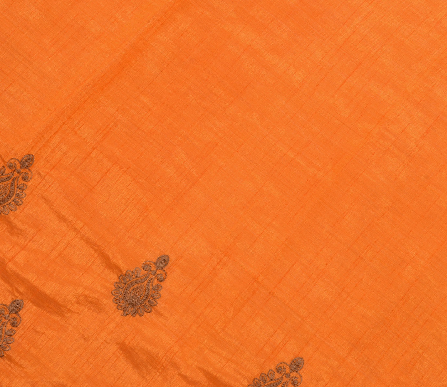 Sushila Vintage Orange Sari Remnant Scrap Multi Purpose Embroidered Craft Fabric