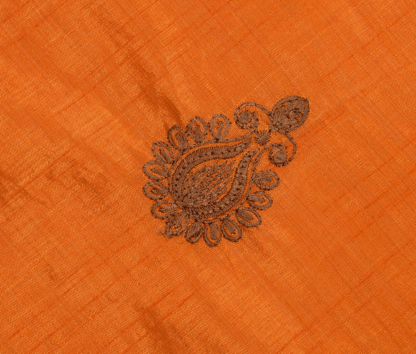Sushila Vintage Orange Sari Remnant Scrap Multi Purpose Embroidered Craft Fabric