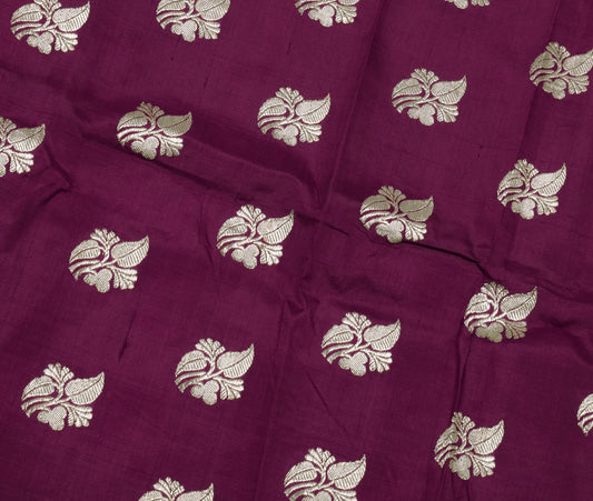 Sushila Vintage Purple Sari Remnant Scrap 100% Pure Silk Woven Craft Fabric