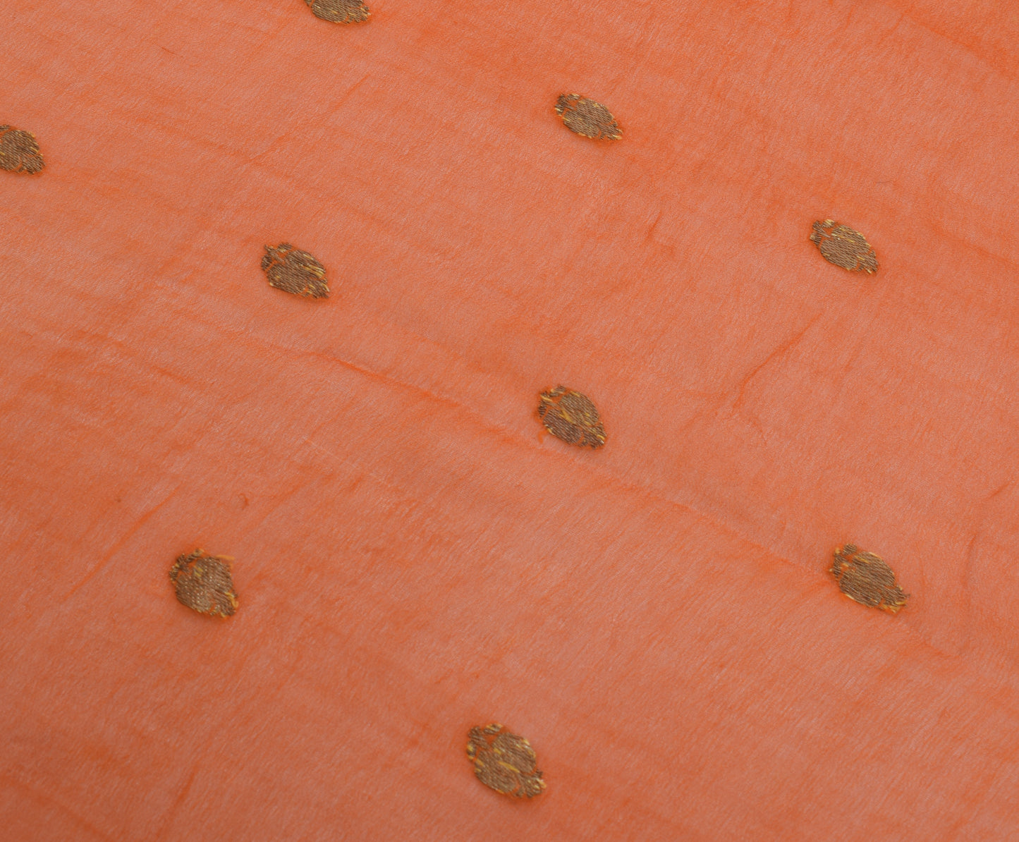 Sushila Vintage Orange Sari Remnant Scrap Pure Georgette Silk Woven Craft Fabric