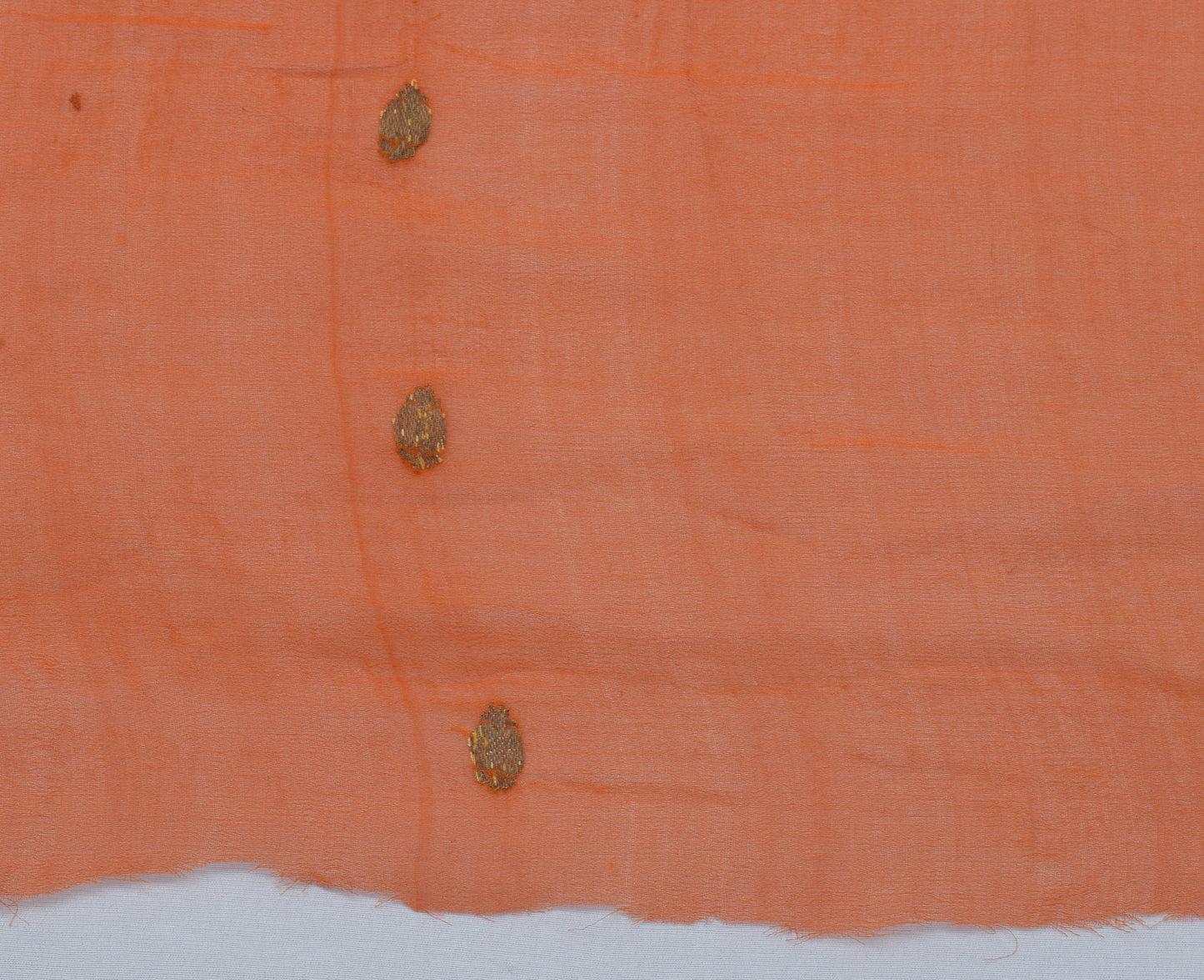 Sushila Vintage Orange Sari Remnant Scrap Pure Georgette Silk Woven Craft Fabric