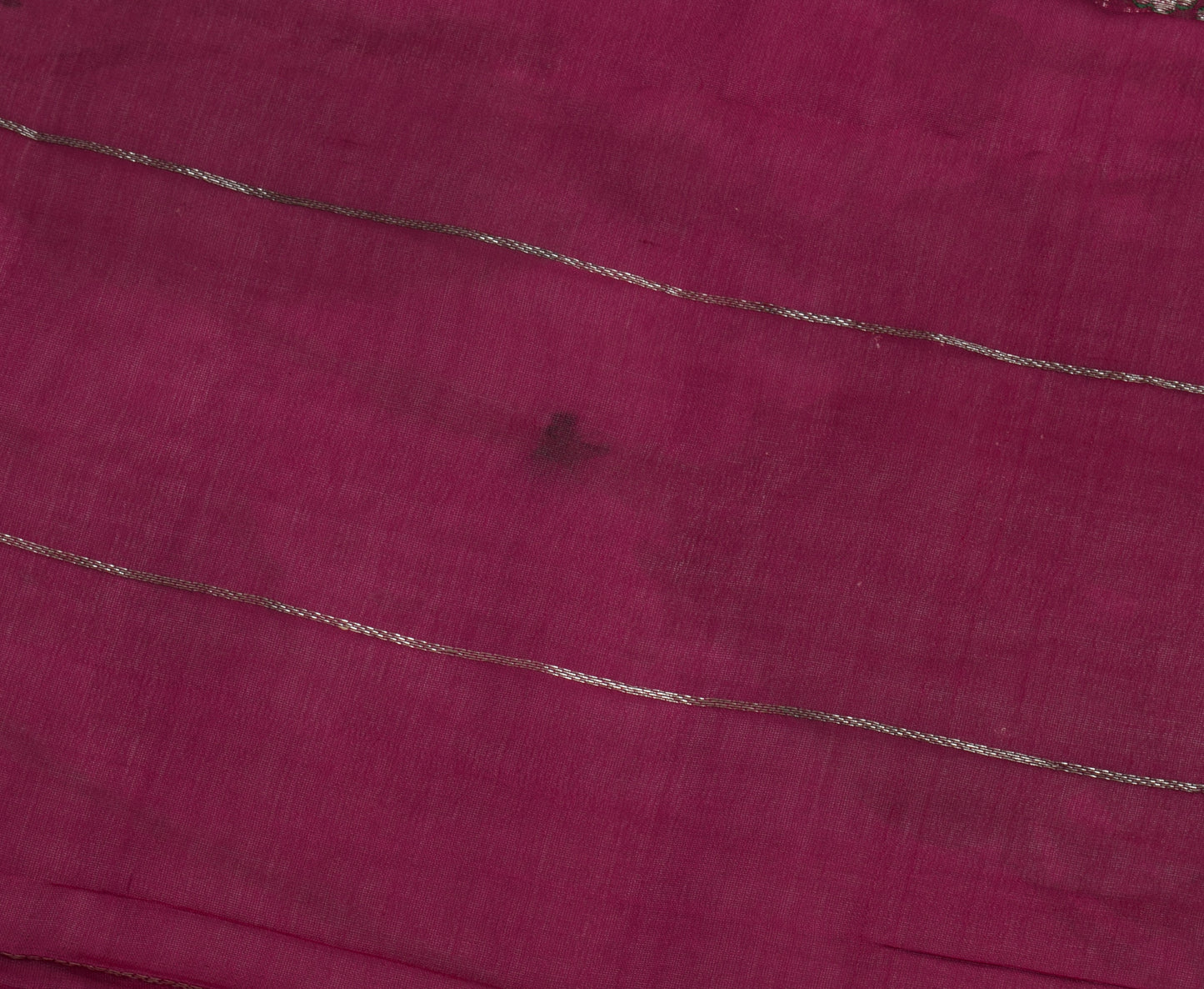 Sushila Vintage Dark Pink Sari Remnant Scrap 100% Pure Silk Woven Craft Fabric