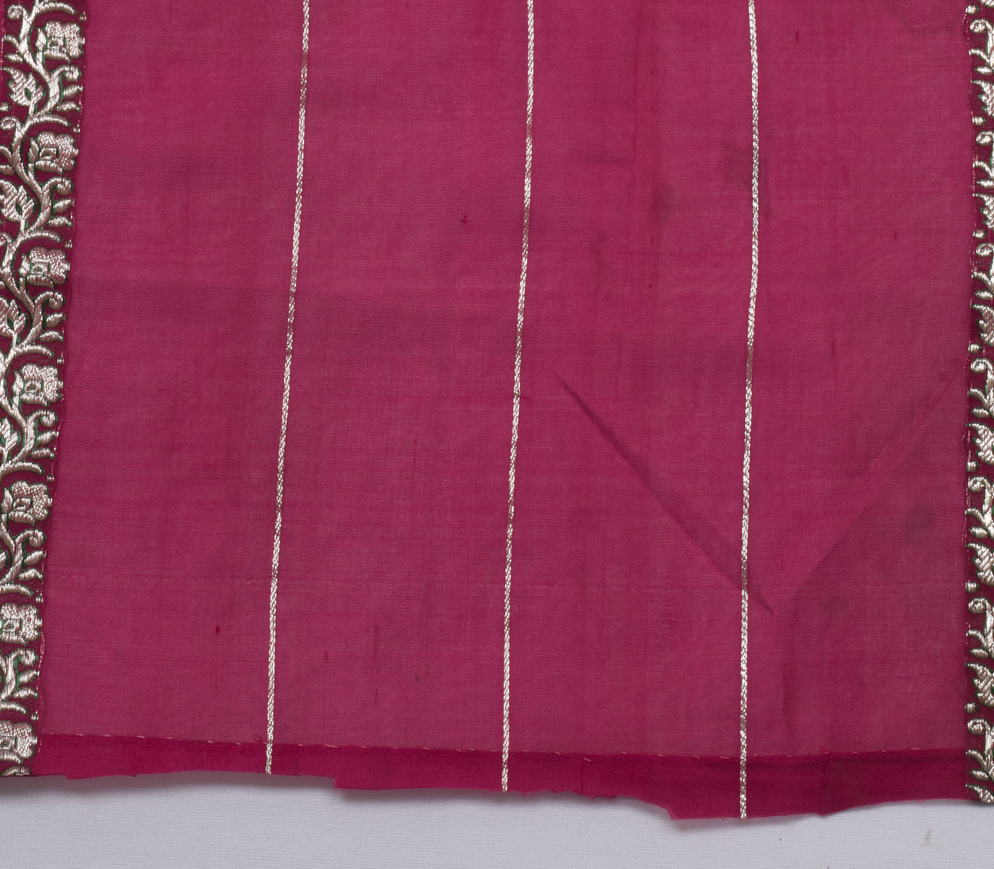 Sushila Vintage Dark Pink Sari Remnant Scrap 100% Pure Silk Woven Craft Fabric
