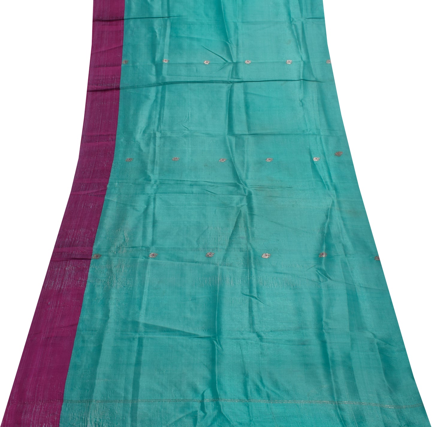 Sushila Vintage Indian Sari Remnant Scrap 100% Pure Silk Woven Craft Fabric