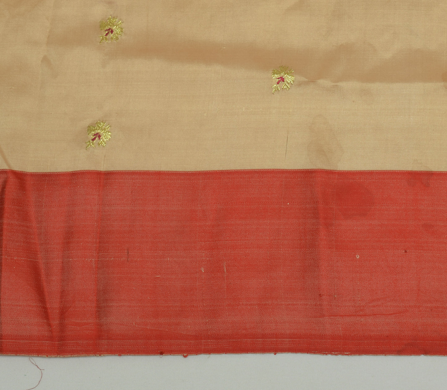 Sushila Vintage Beige Sari Remnant Scrap Multi Purpose Woven Craft Fabric