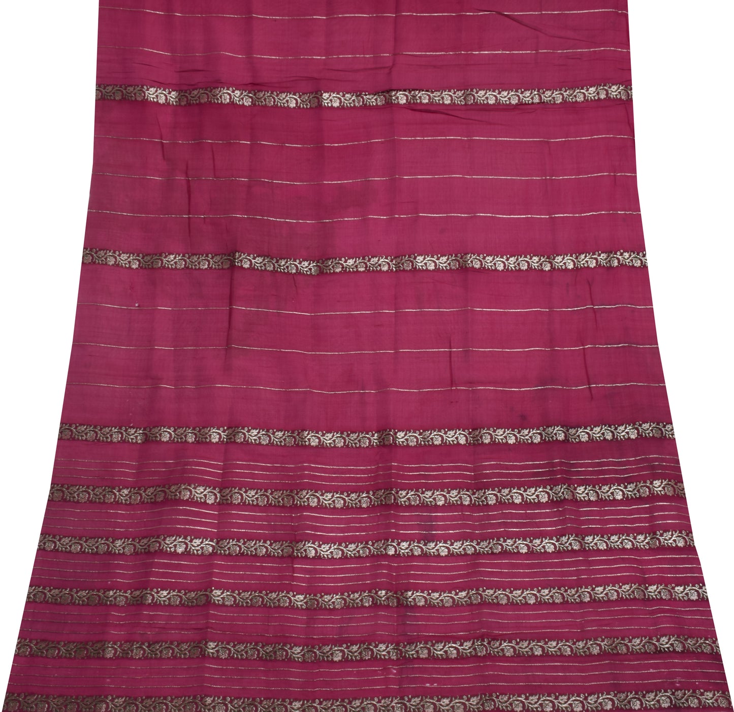 Sushila Vintage Pink Sari Remnant Scrap 100% Pure Silk Woven Craft Fabric