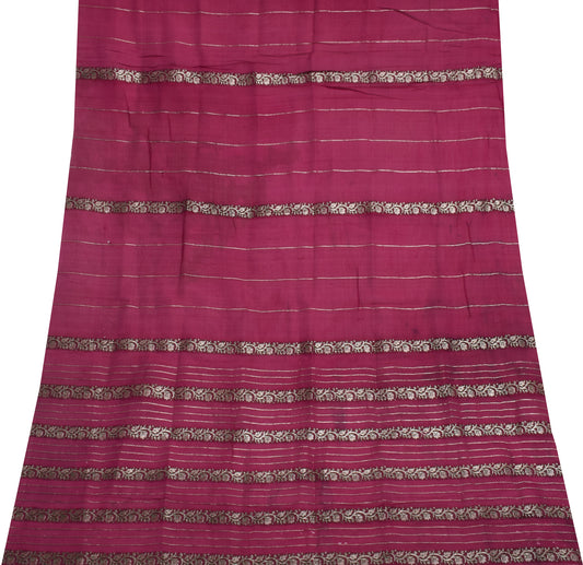 Sushila Vintage Pink Sari Remnant Scrap 100% Pure Silk Woven Craft Fabric