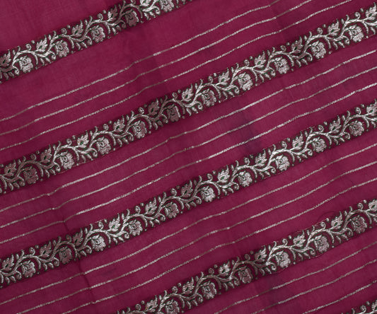 Sushila Vintage Pink Sari Remnant Scrap 100% Pure Silk Woven Craft Fabric