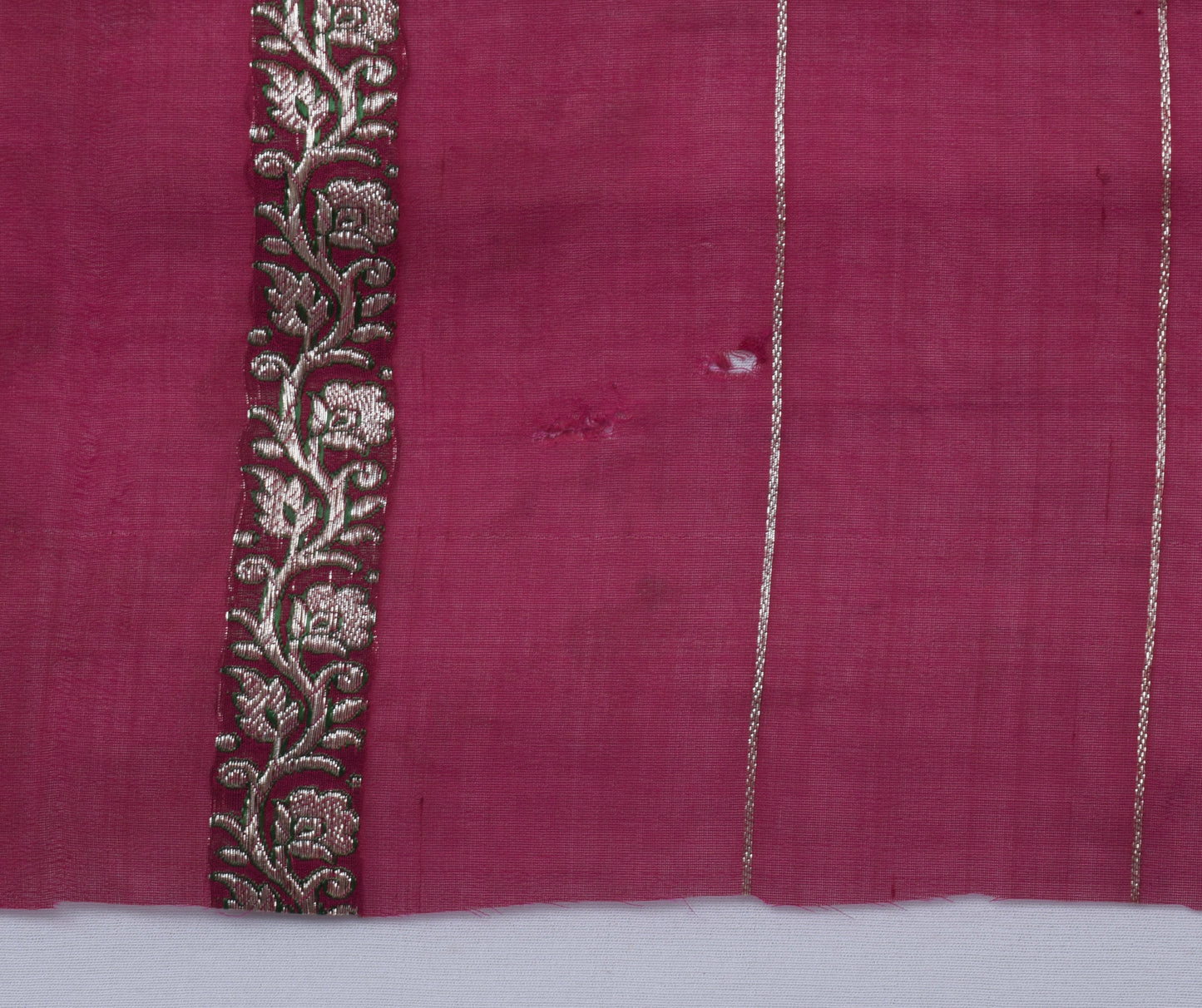 Sushila Vintage Pink Sari Remnant Scrap 100% Pure Silk Woven Craft Fabric