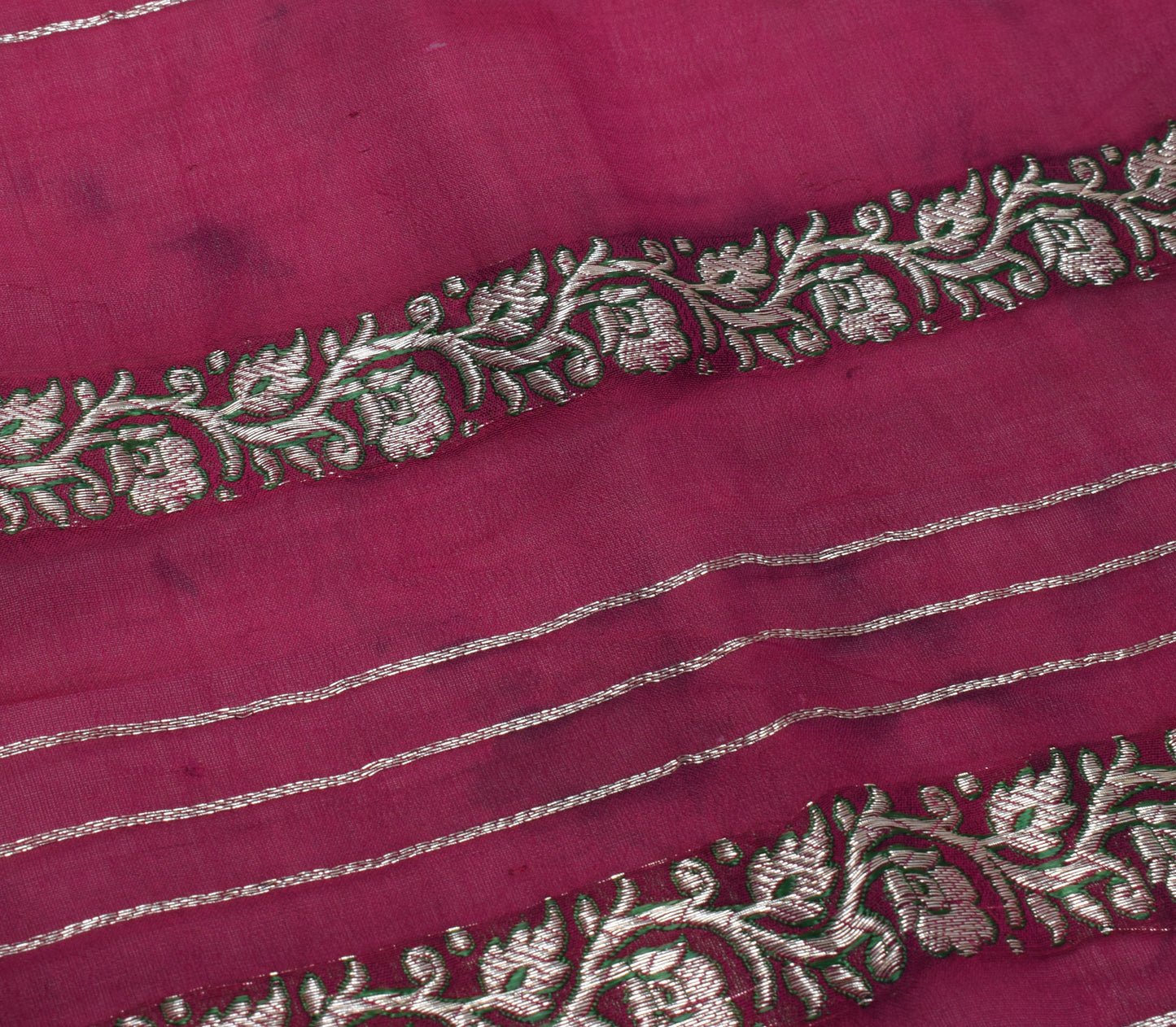 Sushila Vintage Pink Sari Remnant Scrap 100% Pure Silk Woven Craft Fabric