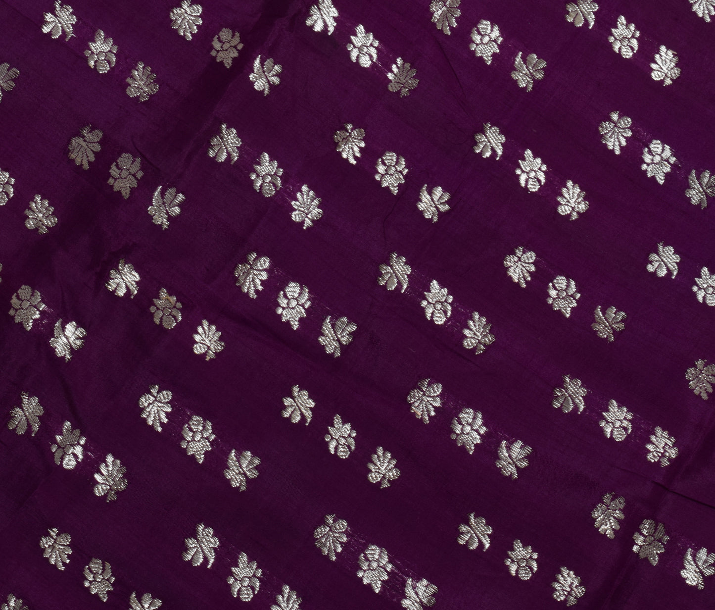 Sushila Vintage Purple Sari Remnant Scrap 100% Pure Silk Zari Woven Craft Fabric
