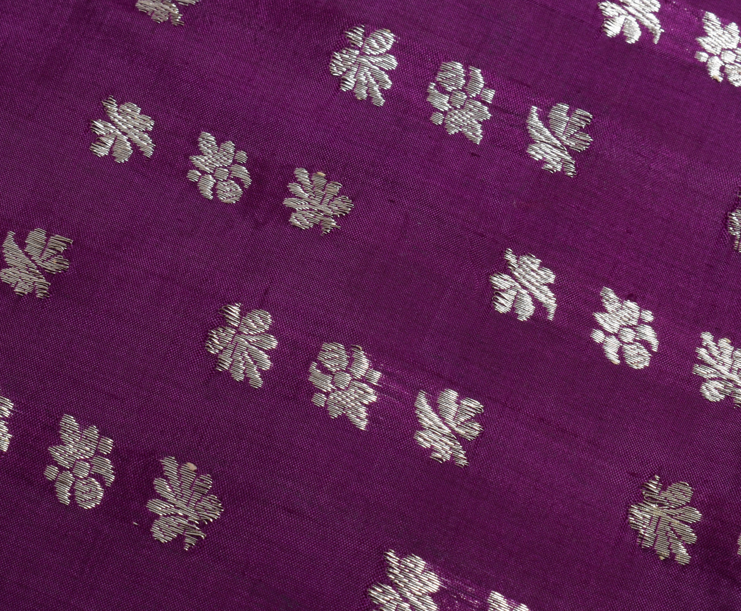 Sushila Vintage Purple Sari Remnant Scrap 100% Pure Silk Zari Woven Craft Fabric