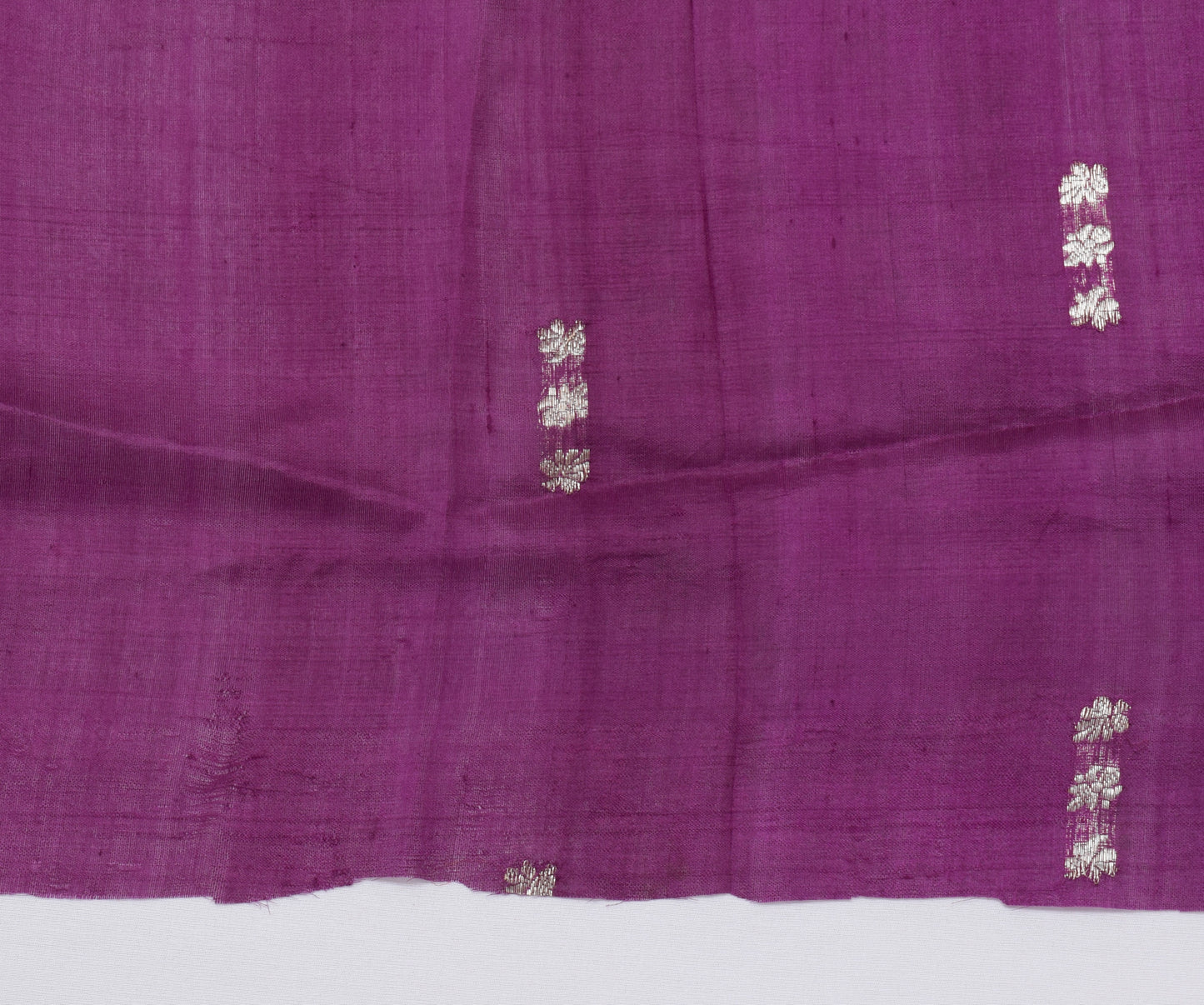Sushila Vintage Purple Sari Remnant Scrap 100% Pure Silk Zari Woven Craft Fabric