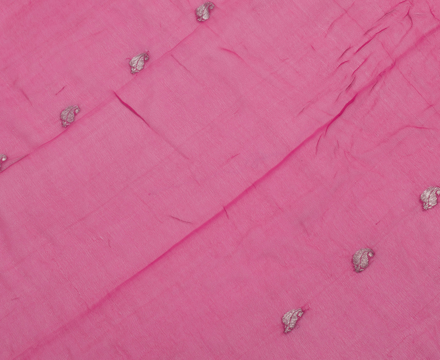 Sushila Vintage Pink Sari Remnant Scrap Pure Georgette Silk Woven Craft Fabric