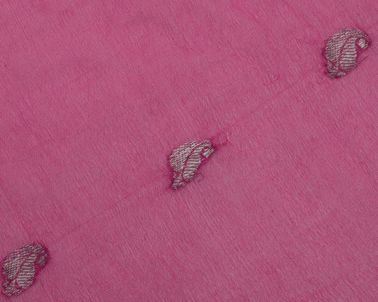 Sushila Vintage Pink Sari Remnant Scrap Pure Georgette Silk Woven Craft Fabric