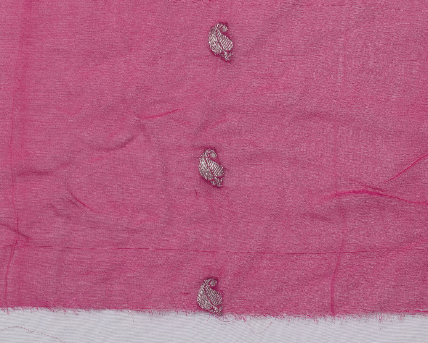 Sushila Vintage Pink Sari Remnant Scrap Pure Georgette Silk Woven Craft Fabric