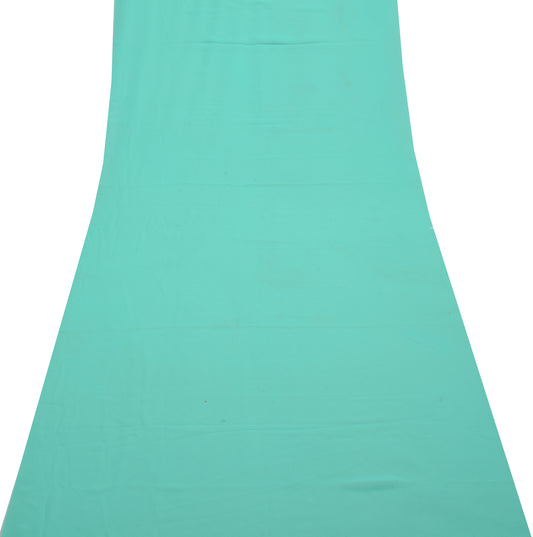 Sushila Vintage Aqua Green Sari Remnant Scrap Blend Georgette Silk Craft Fabric