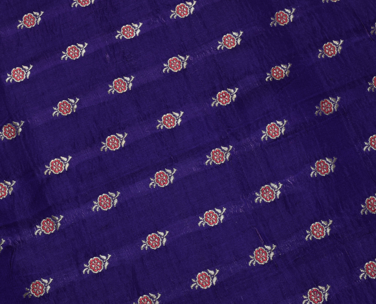 Sushila Vintage Blue Sari Remnant Scrap Pure Satin Silk Woven Craft Sari Fabric