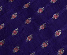 Sushila Vintage Blue Sari Remnant Scrap Pure Satin Silk Woven Craft Sari Fabric