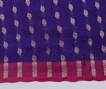 Sushila Vintage Blue Sari Remnant Scrap Pure Satin Silk Woven Craft Sari Fabric