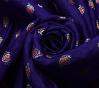 Sushila Vintage Blue Sari Remnant Scrap Pure Satin Silk Woven Craft Sari Fabric