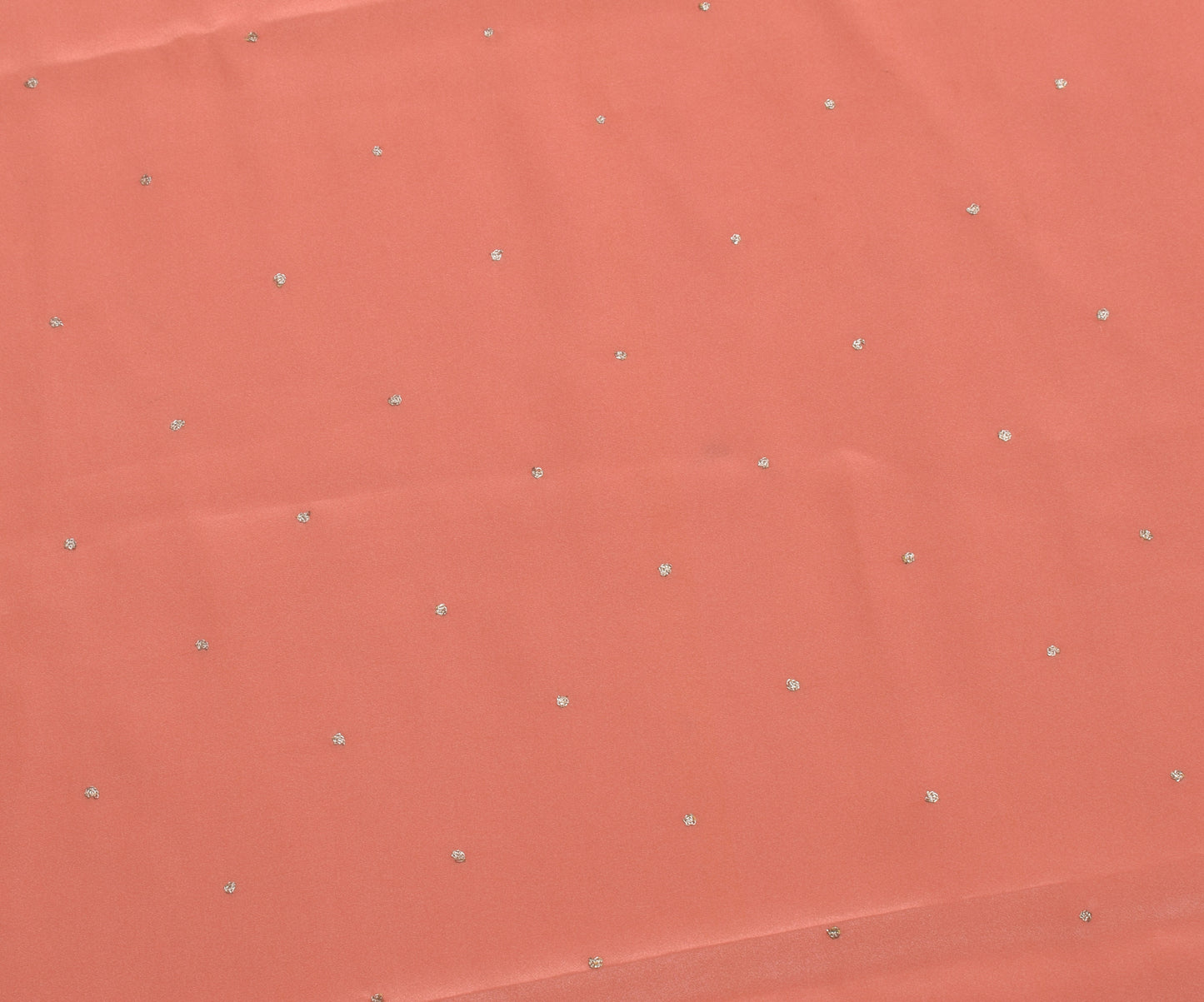Sushila Vintage Peach Sari Remnant Scrap Blend Silk Embroidered Craft Fabric