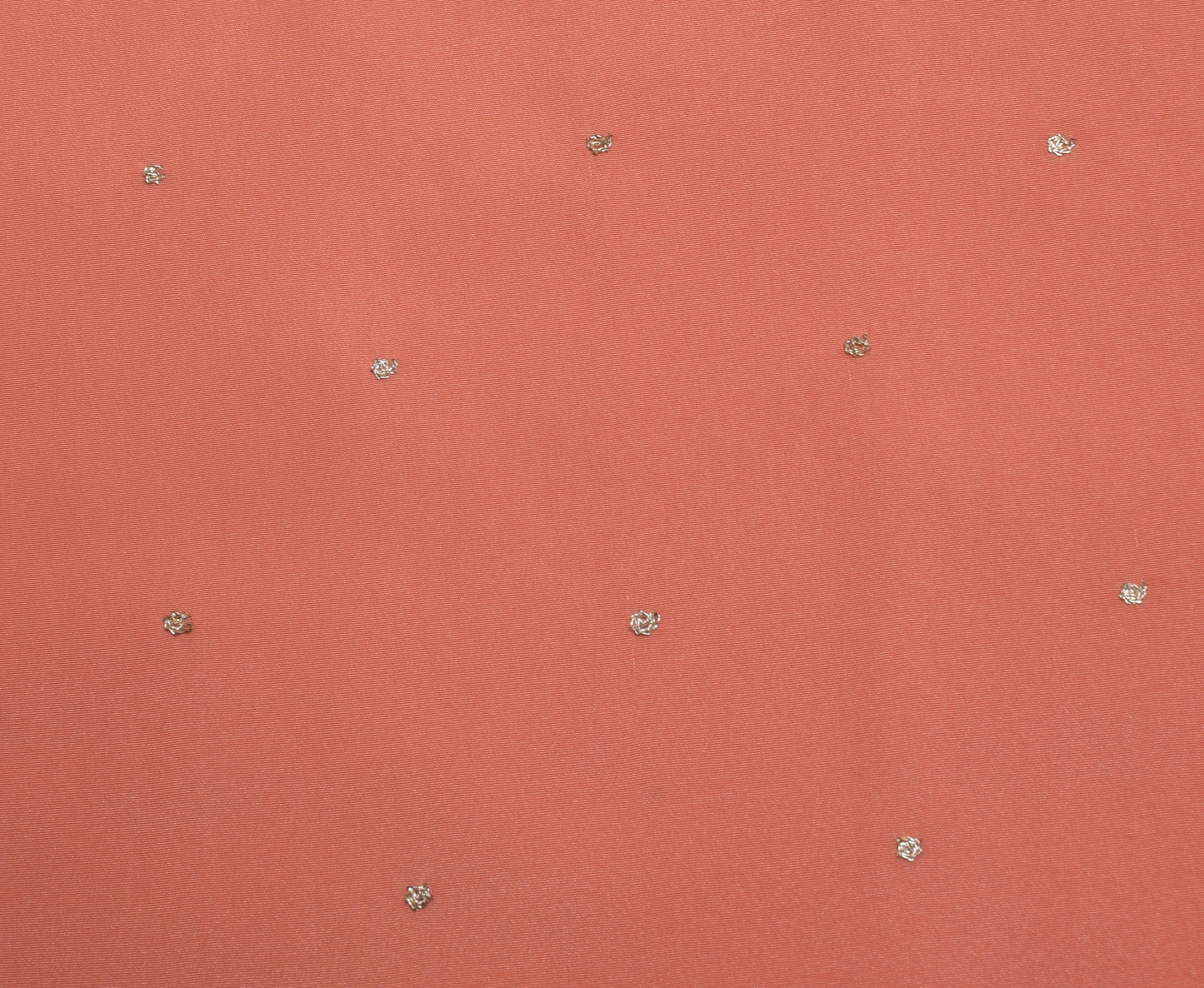Sushila Vintage Peach Sari Remnant Scrap Blend Silk Embroidered Craft Fabric