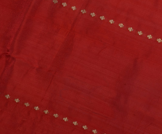 Sushila Vintage Red Sari Remnant Scrap Blend Nylon Zari Woven Craft Fabric