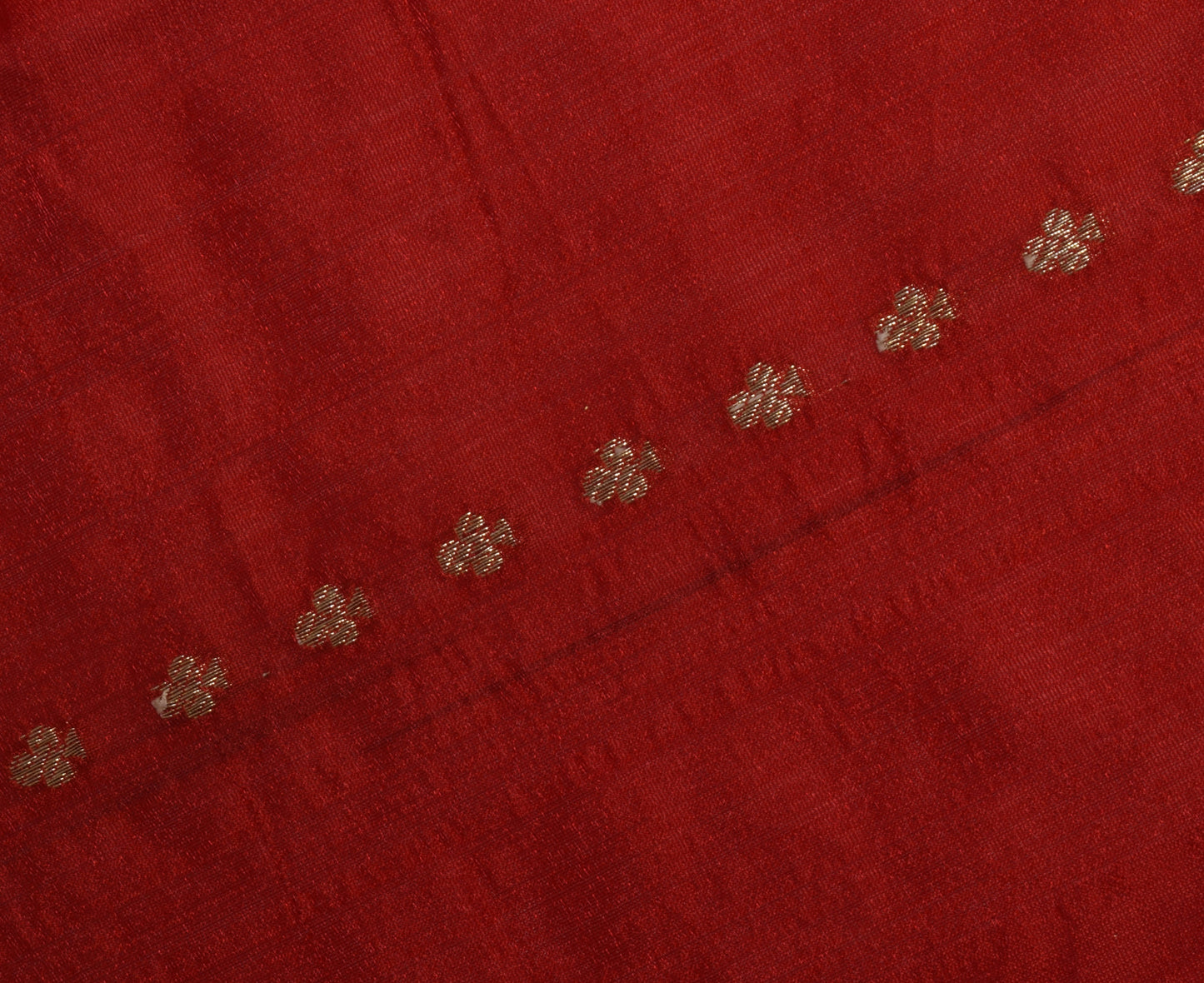 Sushila Vintage Red Sari Remnant Scrap Blend Nylon Zari Woven Craft Fabric
