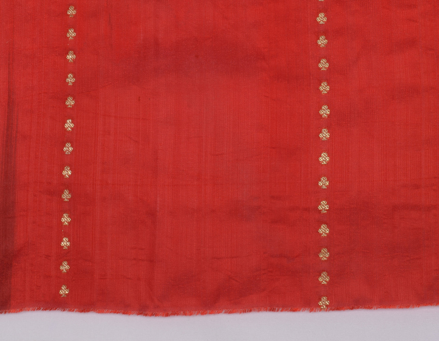 Sushila Vintage Red Sari Remnant Scrap Blend Nylon Zari Woven Craft Fabric