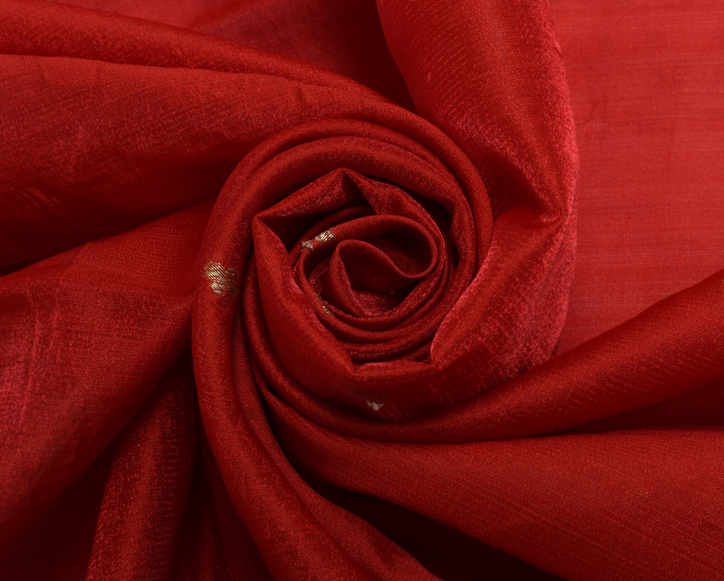 Sushila Vintage Red Sari Remnant Scrap Blend Nylon Zari Woven Craft Fabric